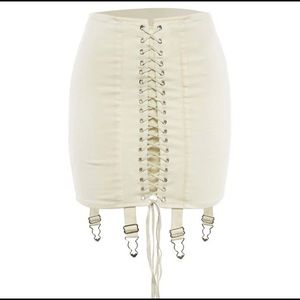 Nude Lace Up Mini skirt